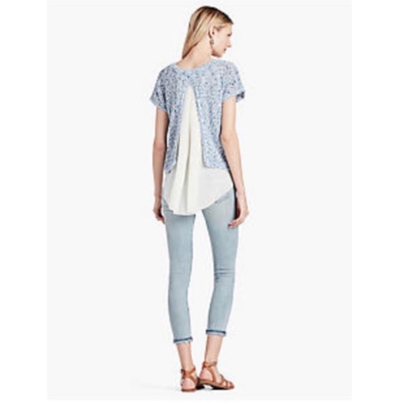 LUCKY BRAND MARLED STITCH POPOVER SWEATER DOUBLE LAYER SPLIT BACK - Picture 3 of 3